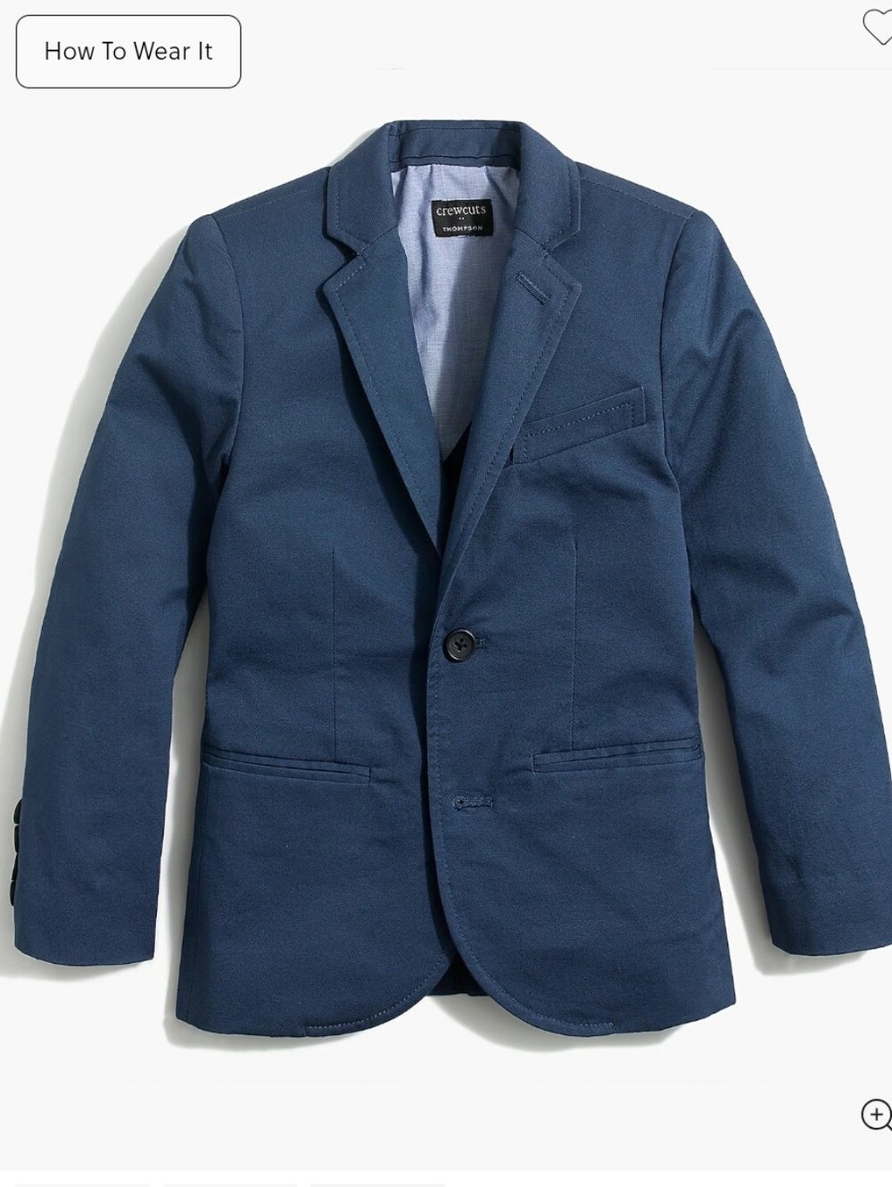 J Crew Boys' Thompson suit jacket in flex chino H5630 Size 14 Deep Pacific